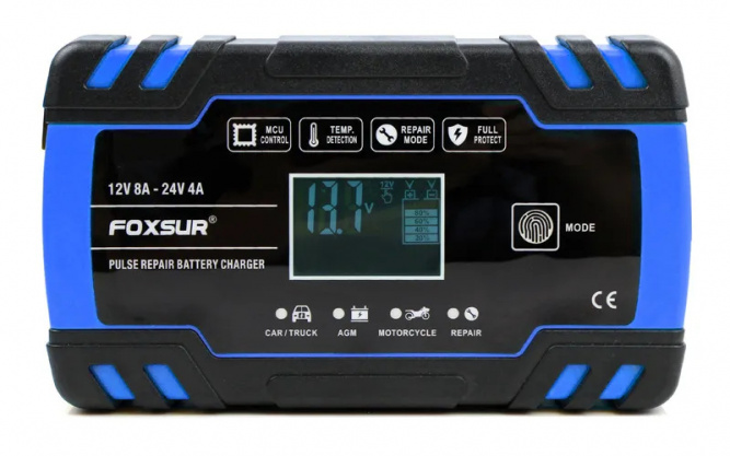 Автомобильное зарядное устройство FOXSUR FBC122408D (12В 8А / 24В 4А)